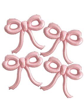 Pink Bow Foil Balloons 4pc Giant Birthday Baby Shower Bridal Bachelorette Party